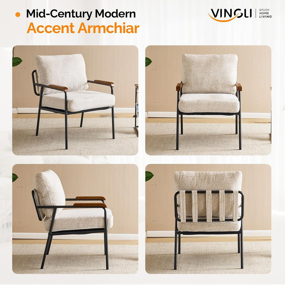 VINGLI Mid-Century Modern Accent Armchiars Set of 2 for Small Space, Small Co...