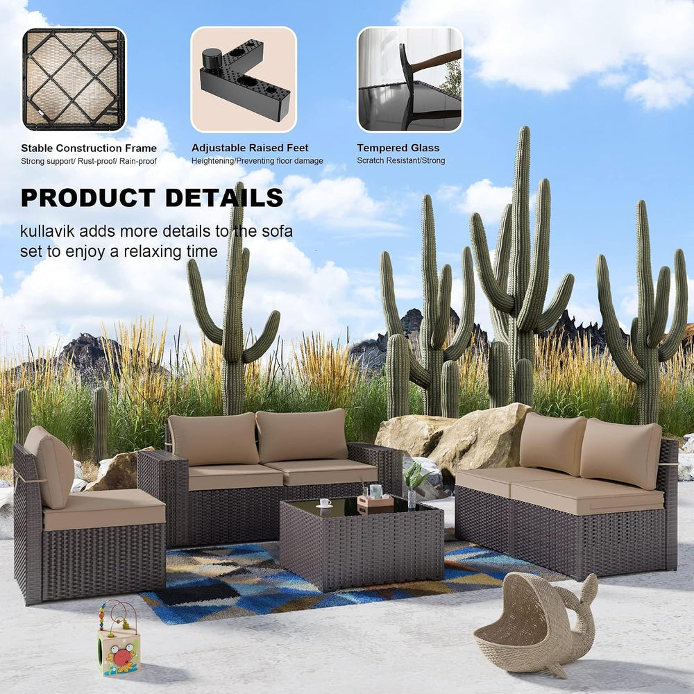 Kullavik 9 Piece Outdoor Wicker Patio Furniture Set with Swivel Chairs