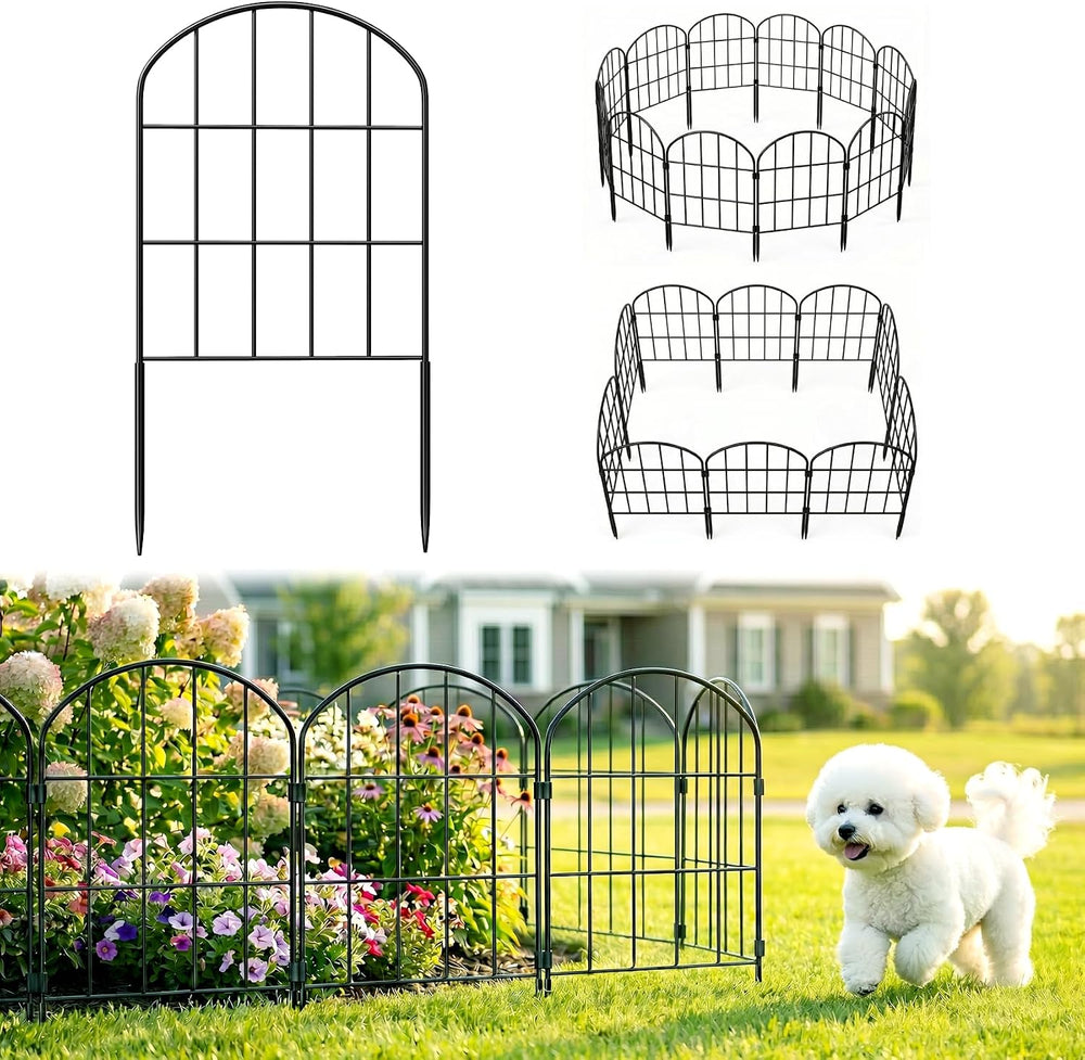 20.58ft (L) x 24in (H) Decorative Garden Fence Panels - Animal Barrier Fence ...
