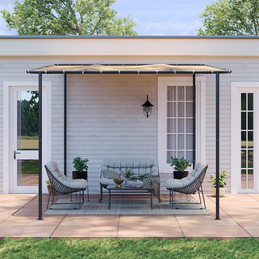 Aoxun 10x10 Lean-to Gazebo,Sloped Pergola Porch Canopy Awning for Patio