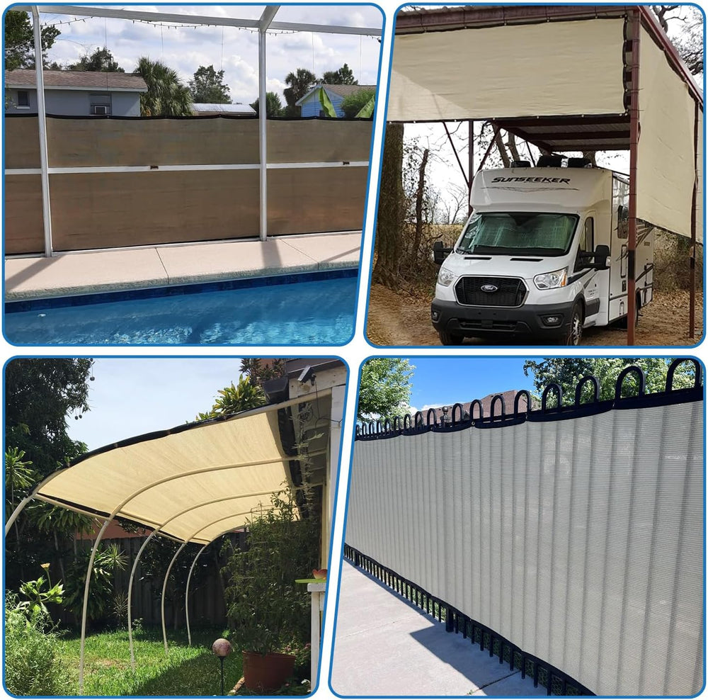 TANG 6' x 50' Privacy Fence Screen Gray Shade Cloth with Grommets, Ch...