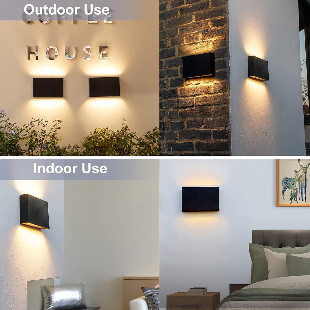 FUDESY LED Wall Sconce, 12W Up Down Outdoor Indoor Lights, Black, 2 Pack