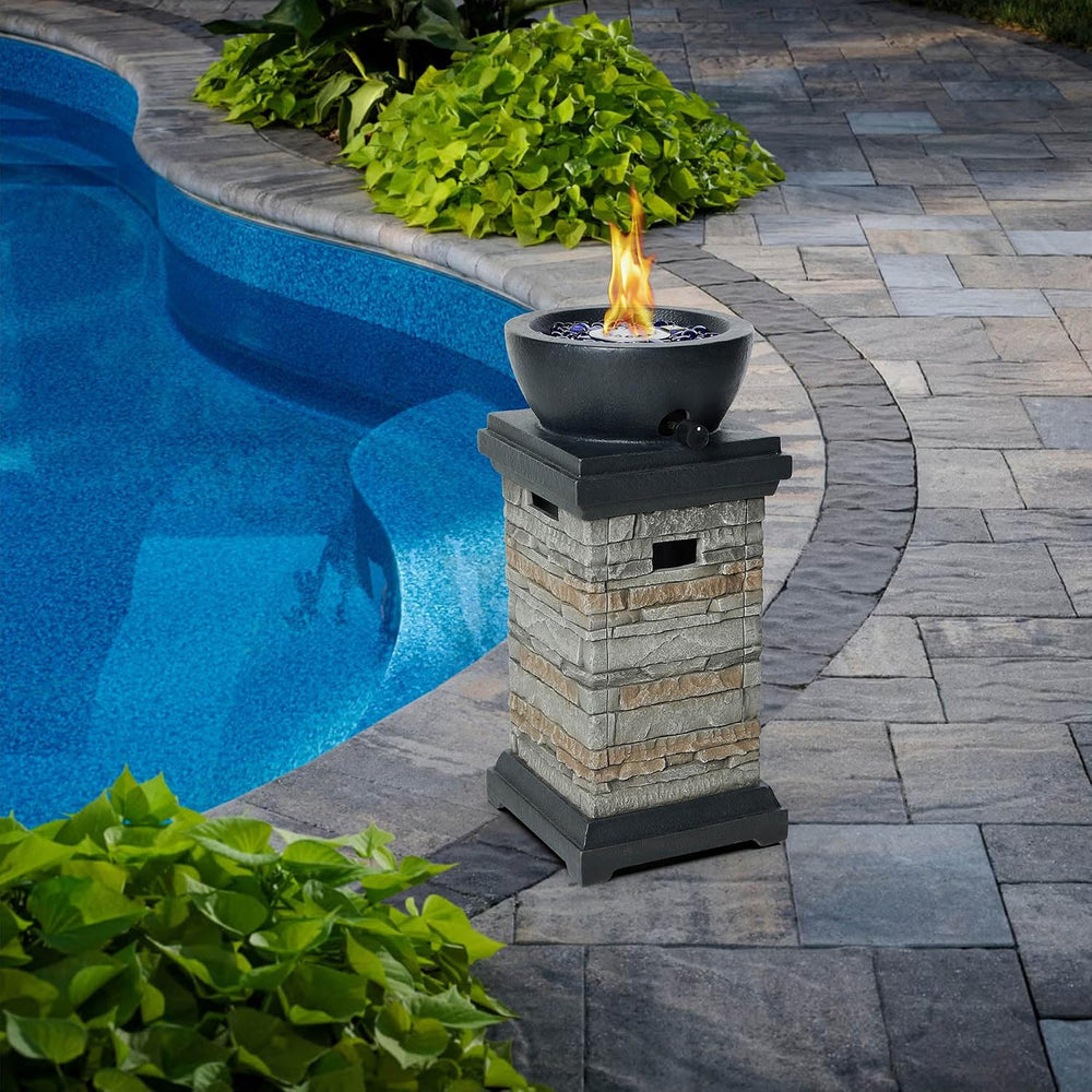 1 lb Bowl Gas Fire Pit, 10,000 BTU Propane Fire Pit, Outdoor Firepit for Outd...
