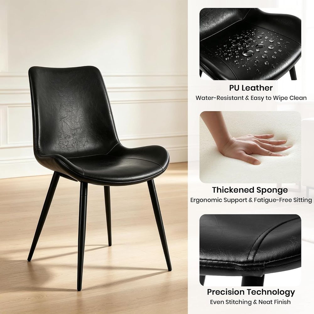 CangLong Modern Dining Chairs Set of 2, Faux Leather Upholstered Armless Acce...