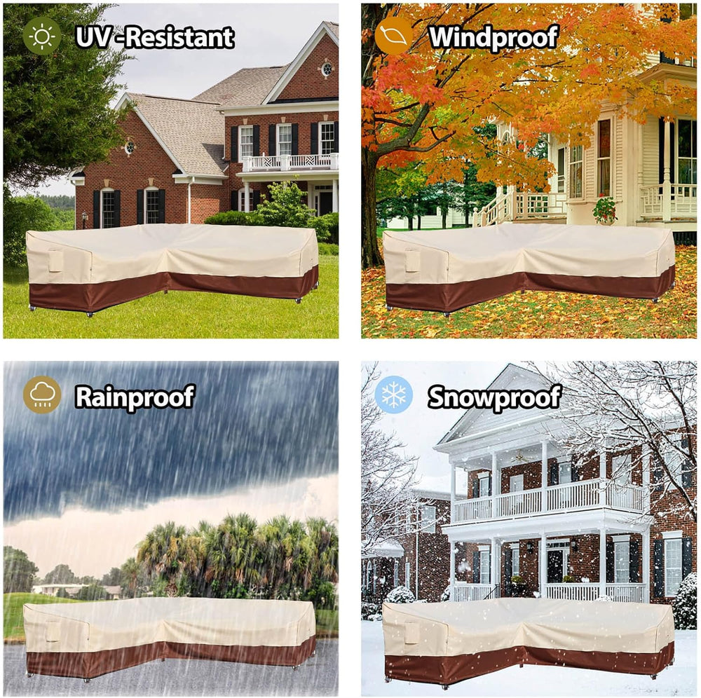 Outdoor Sectional Cover V-Shaped Garden Patio Furniture Covers Waterproof Rip...