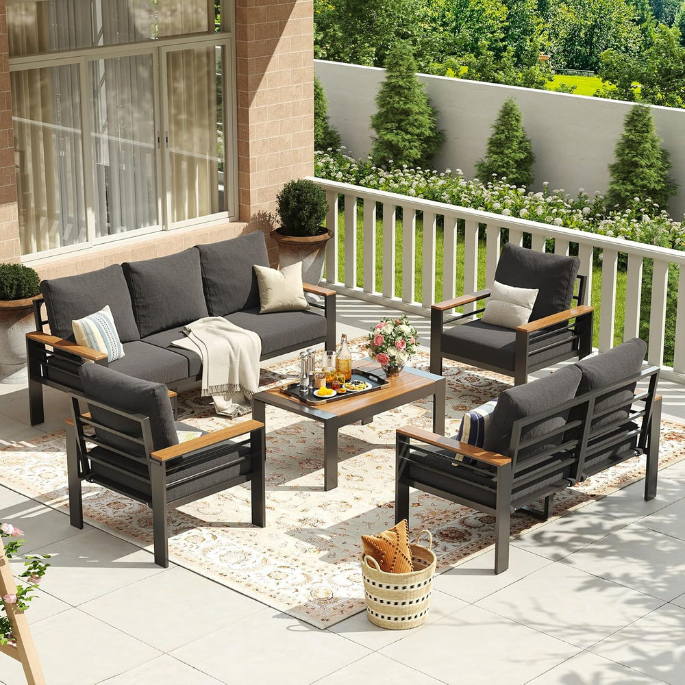 Aoxun Aluminum Patio Furniture Set 7 Seats, Oversized Outdoor Sectional with ...