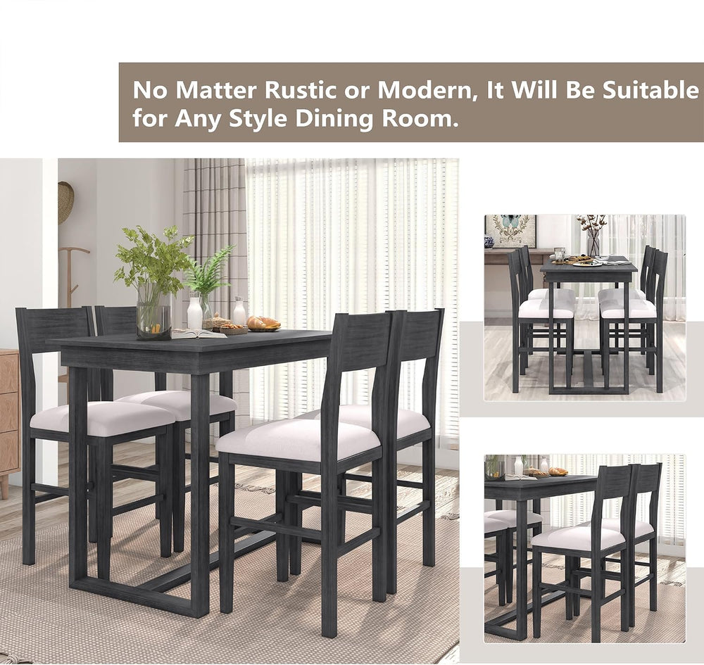LUMISOL Small Breakfast Table Set for 4, 5-Piece Kitchen Table Set with Uphol...