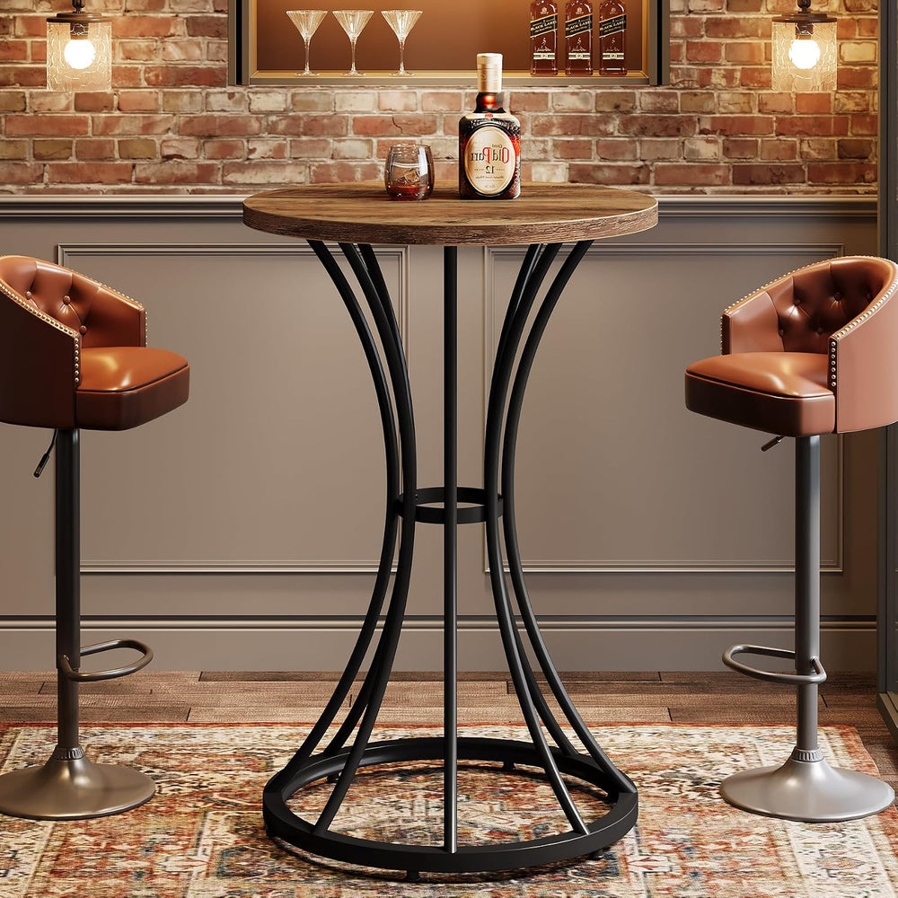 Tribesigns 37.4" H Bar Table, Round Bar Table with Curved Metal Base, Ba...