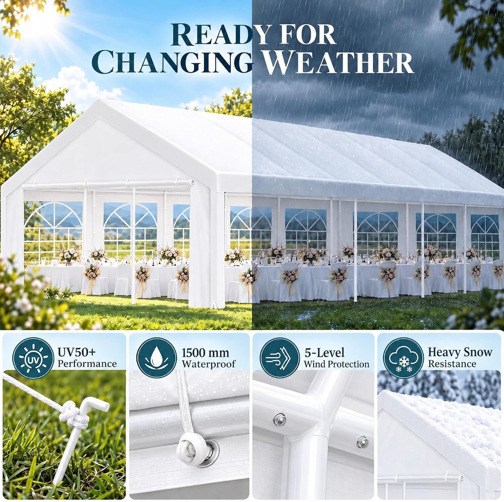 TOOLUCK 20x30 Outdoor Party Tent Heavy Duty Waterproof Canopy Shelter with 8 ...