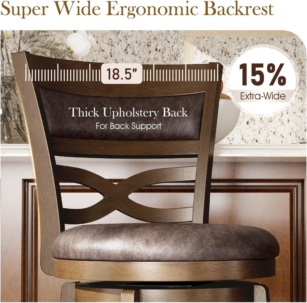 Sophia & William 26 Inch Swivel Bar Stools Set of 2, Counter Height Stools