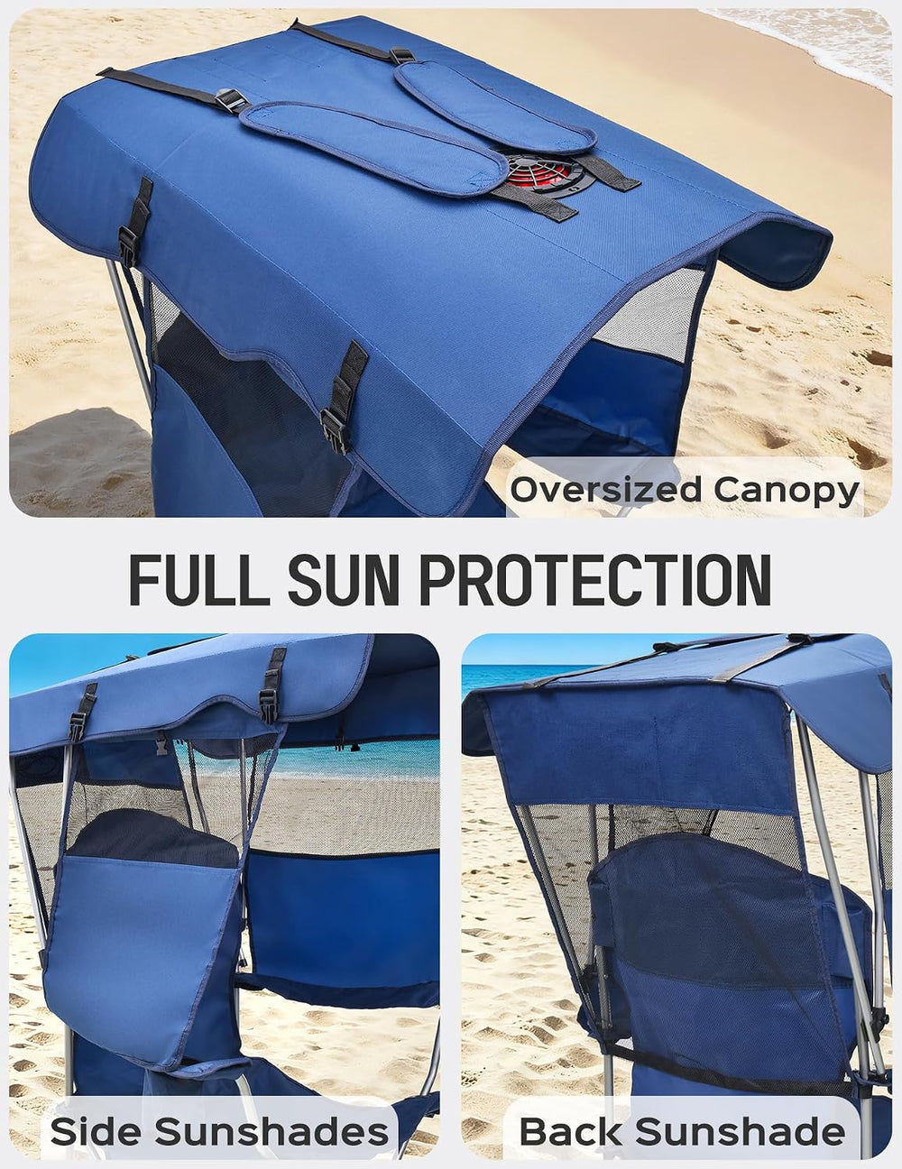 EO Living Folding Canopy Chair with Built-in USB Fan (Battery Not Included)