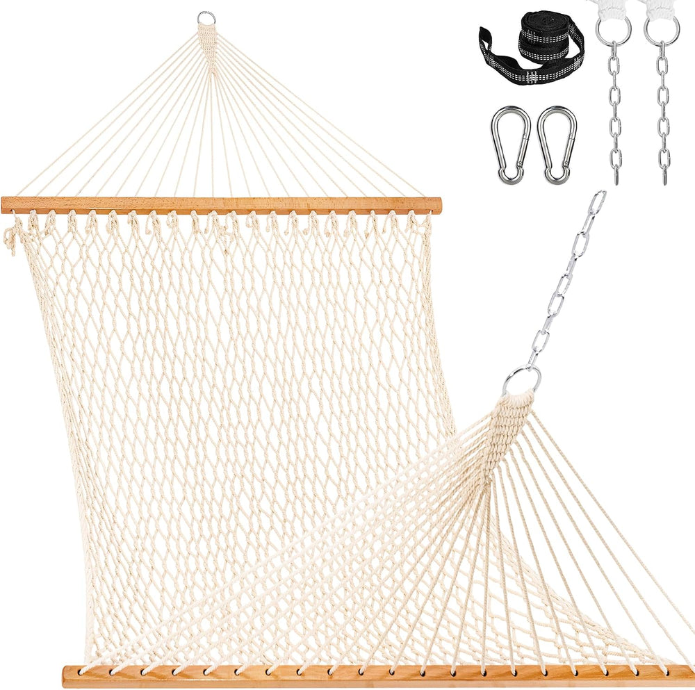 Lazy Daze Double Handwoven Rope Hammock for Outdoor Fits 13-15 FT Stand