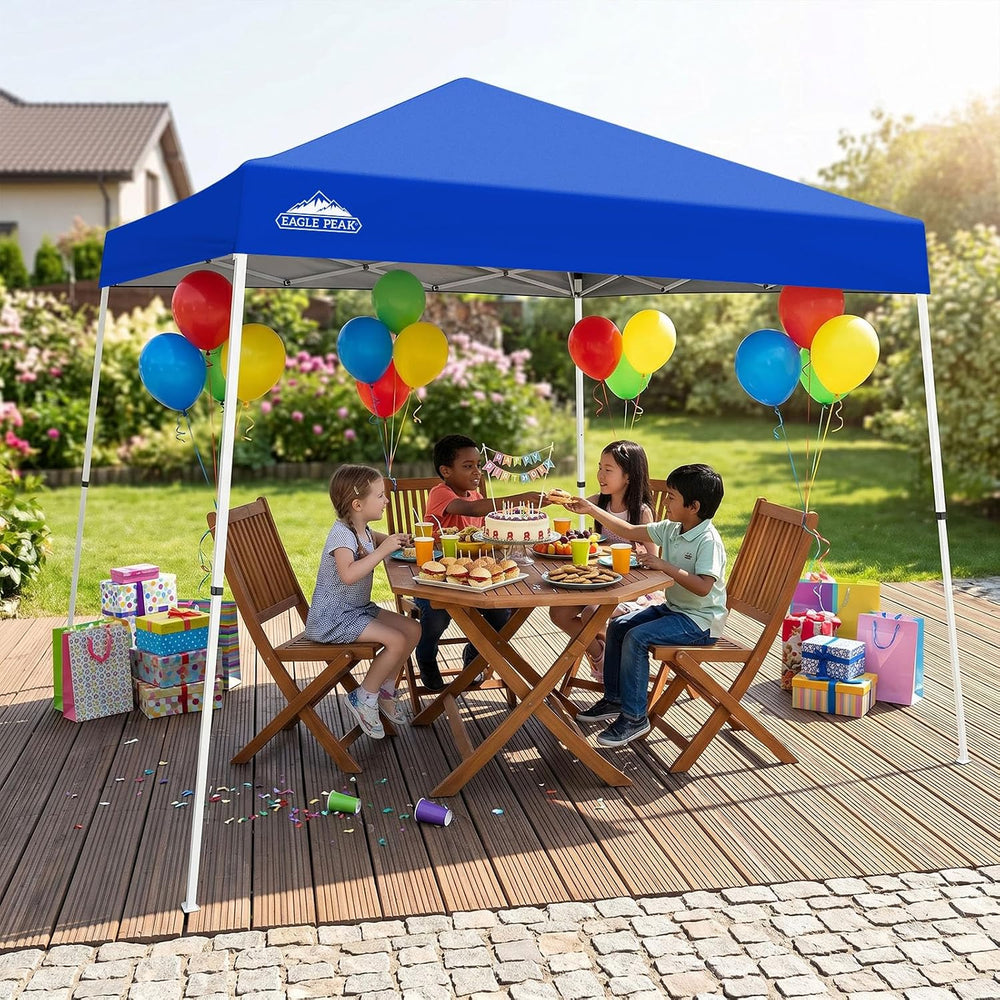 EAGLE PEAK 10x10 Slant Leg Pop Up Canopy Tent, Blue