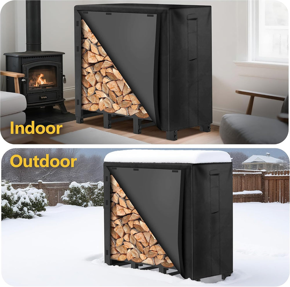 Amagabeli 4ft Firewood Log Rack with Cover Outdoor Heavy Duty Firewood Rack W...