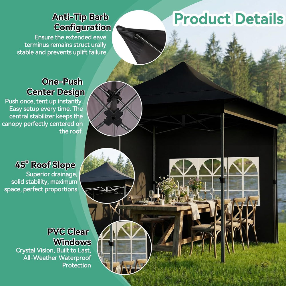 COBIZI 13x13 Pop Up Canopy Tent Heavy Duty with Auto-Extending Eaves