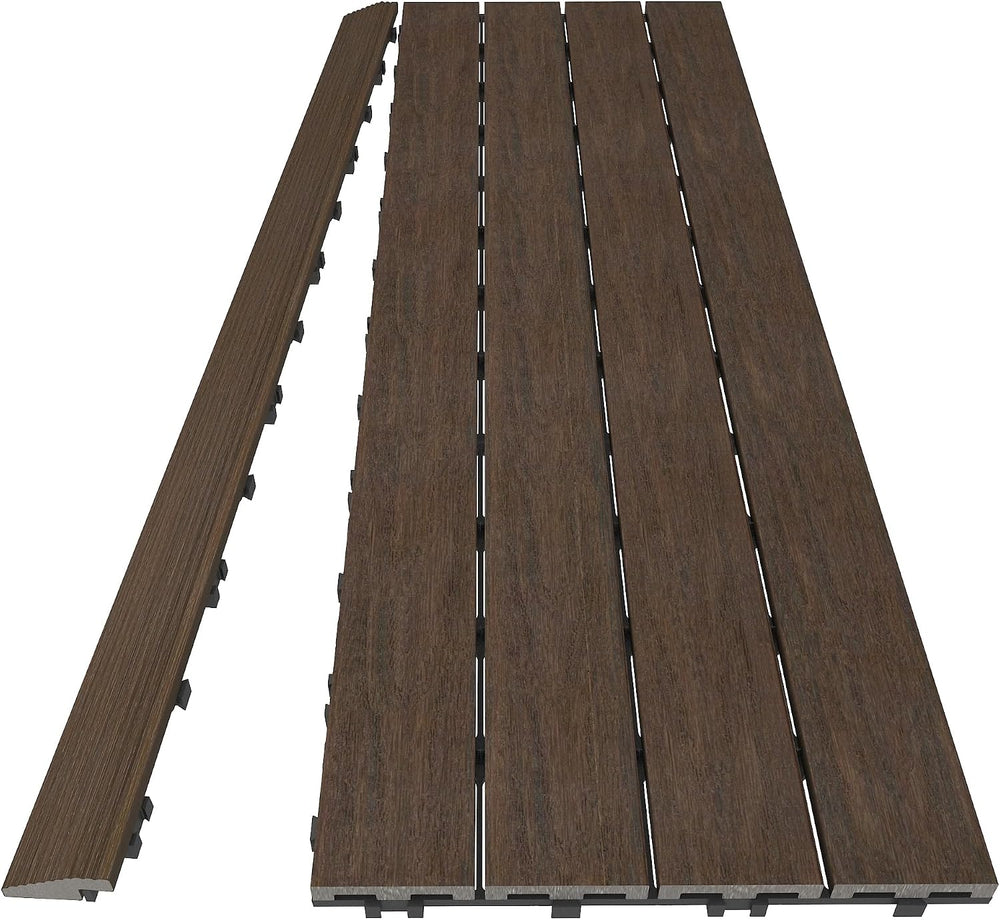 NewTechWood 1/6 ft. x 3 ft. Quick Deck Composite Deck Tile Straight Fascia in...