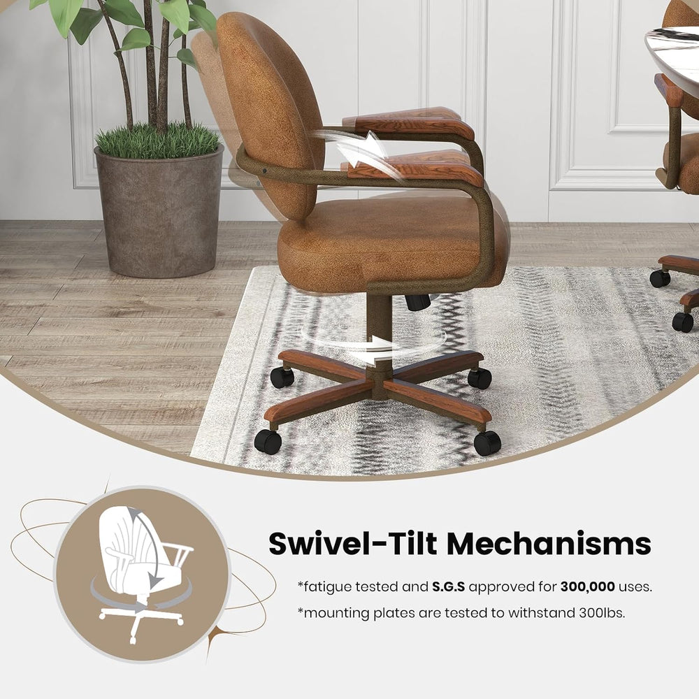 Chromcraft Bailey 2pc Swivel Tilt Kitchen Dining Chair - Camel-Walnut