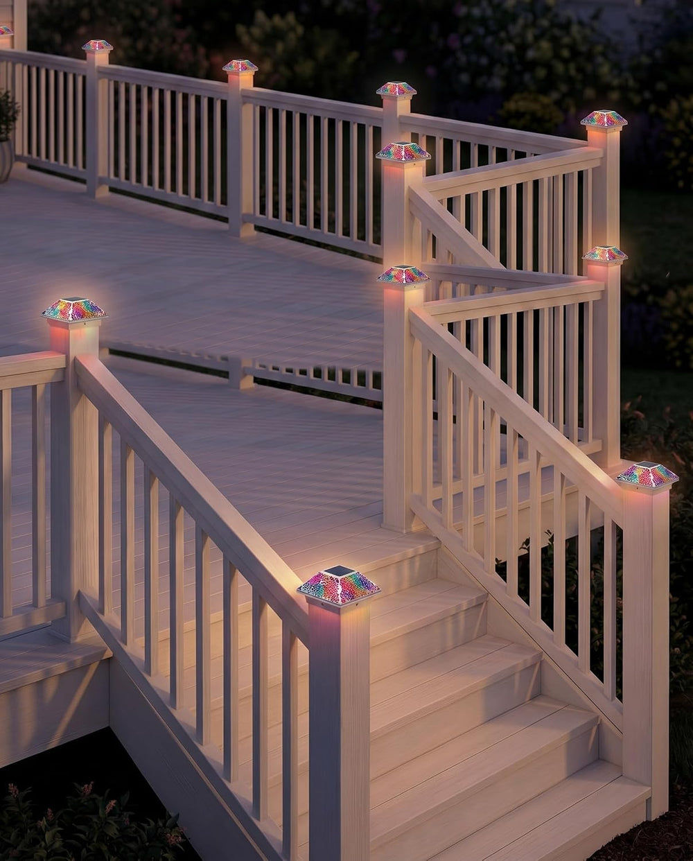 Tuanse 6 Pack Mosaic Solar Post Cap Lights for Fence Deck Posts, Colorful