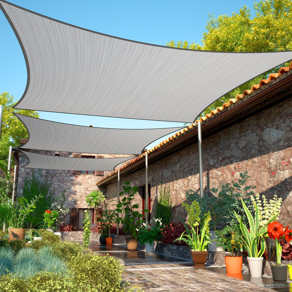 ShadeMart 10' x 16' Grey Sun Shade Sail UPF50 Rectangle Canopy Fabric...