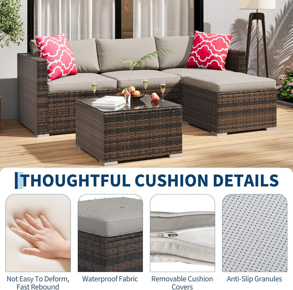 GAOMON 5-Piece All-Weather Patio Furniture Set, Convertible Outdoor Sectional...
