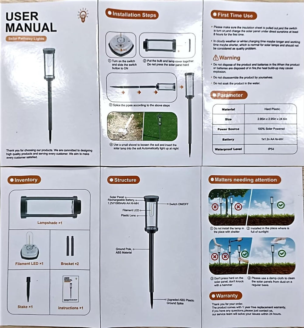 COXSENI Solar Path Lights Outdoor Waterproof 6500K Cool White, 6 Pack