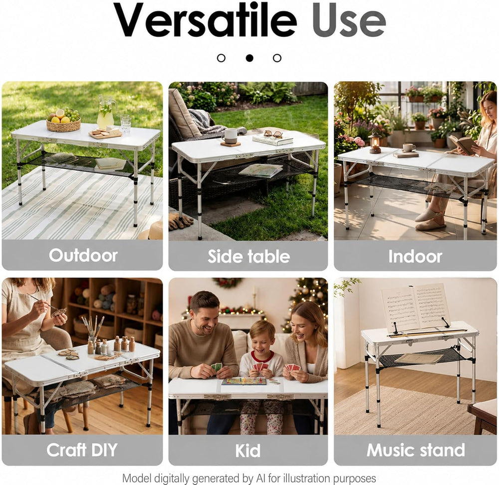 Small Folding Table 3 Foot,Compact Foldable Portable Camping Table