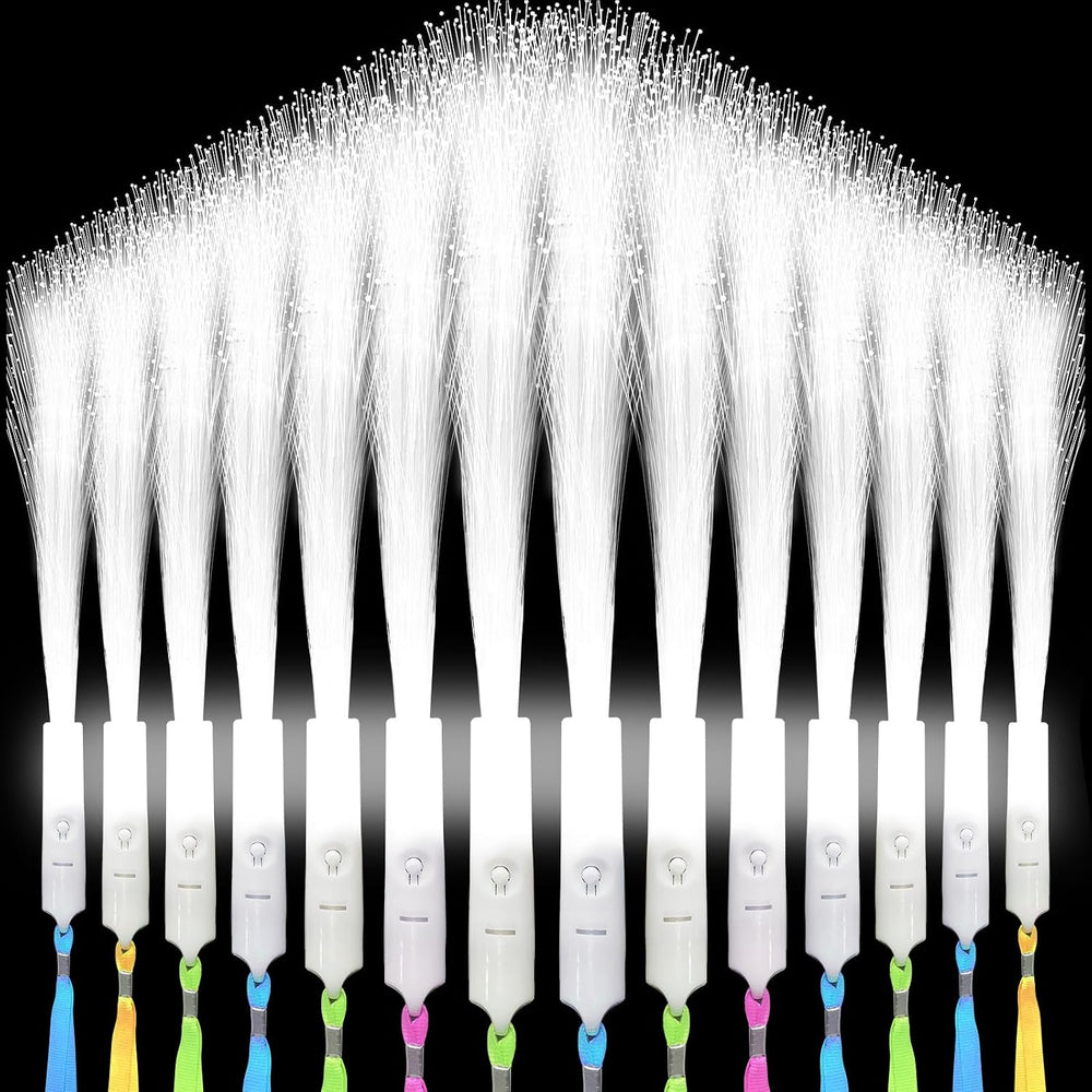 SHQDD 100 PCS White Fiber Optic Wands, LED Fiber Wands, Wedding Party Supplie...
