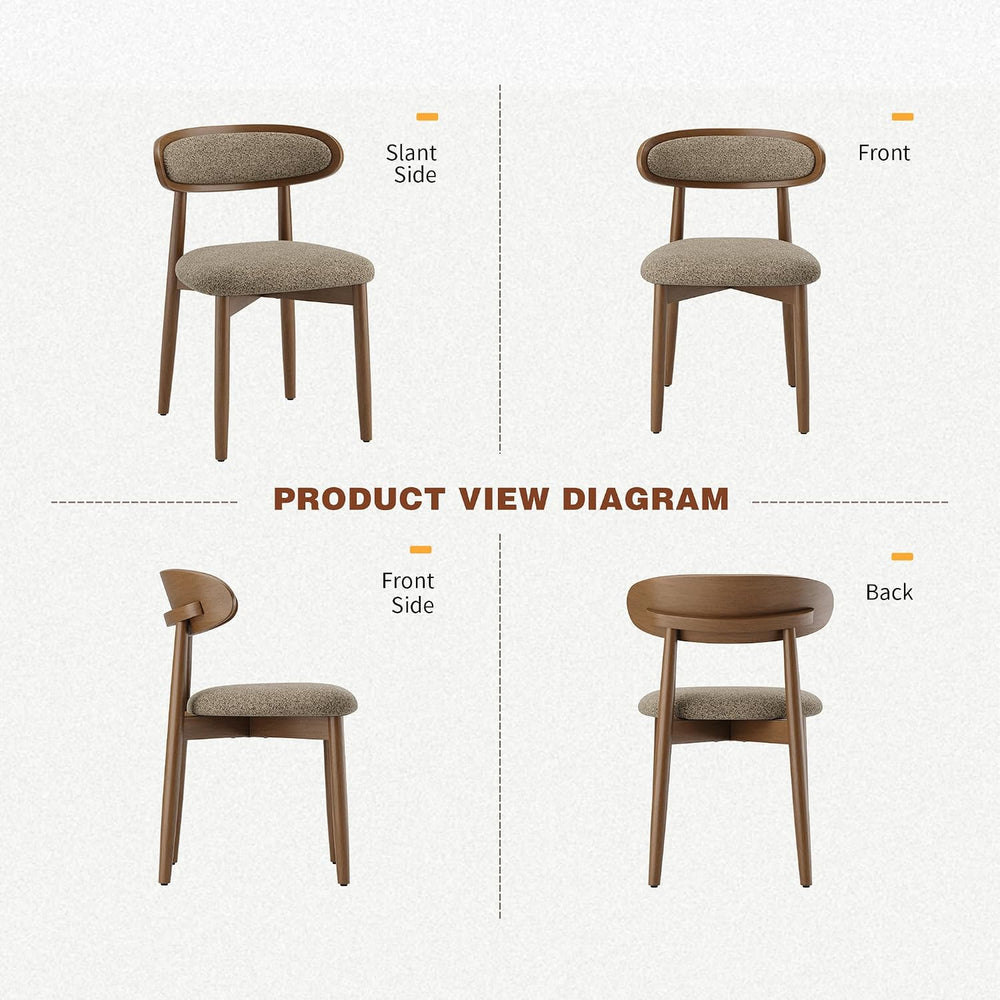 Dining Chairs Set of 6, Upholstered Dining Room Chairs with Solid Wood Legs
