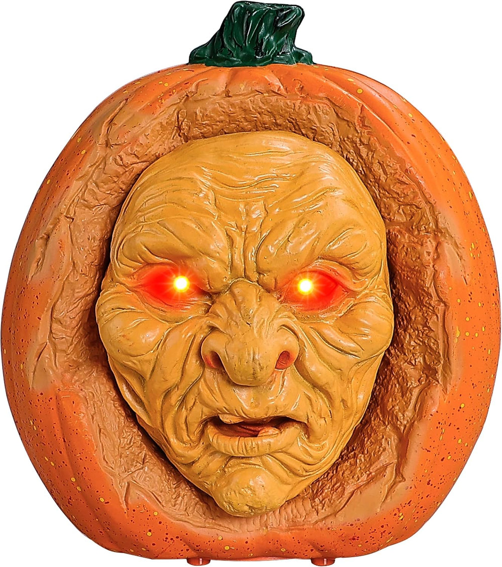 Scary Animated Pumpkin Decor for Halloween Haunted House (Orange)