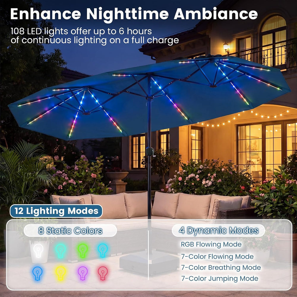 Tangkula 13 FT Patio Umbrella with Solar Lights