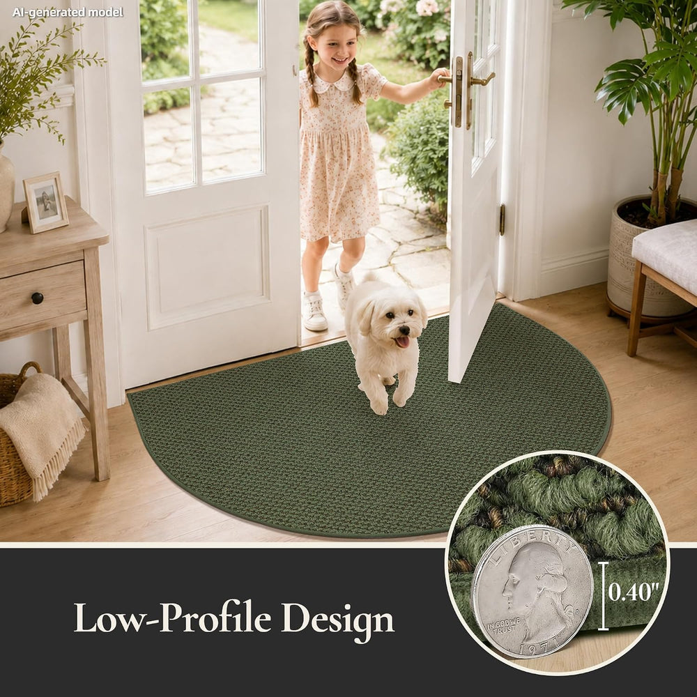 Dirt Trapper Door Mat 32" x 48", Non-Slip, Half Circle, Green