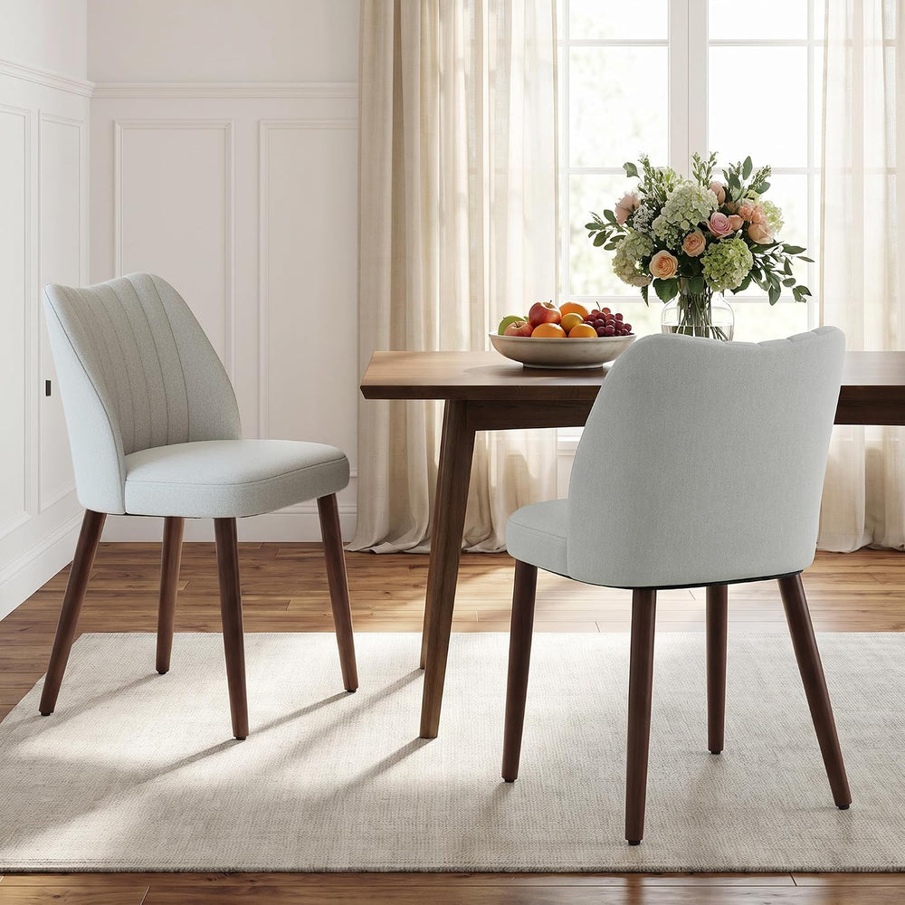 Upholstered Dining Chairs Set of 2, Modern Fabric Dining Chairs with Curved B...