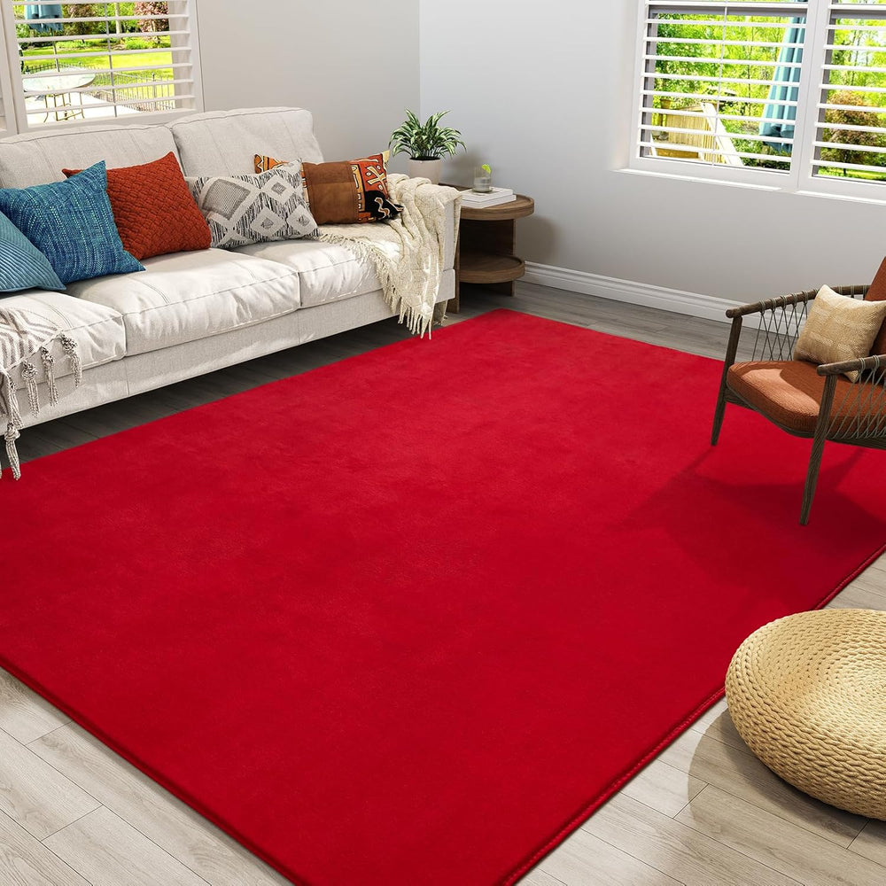 Amearea Modern Area Rugs for Bedroom Living Room, 4x6 Red Memory Foam Rug