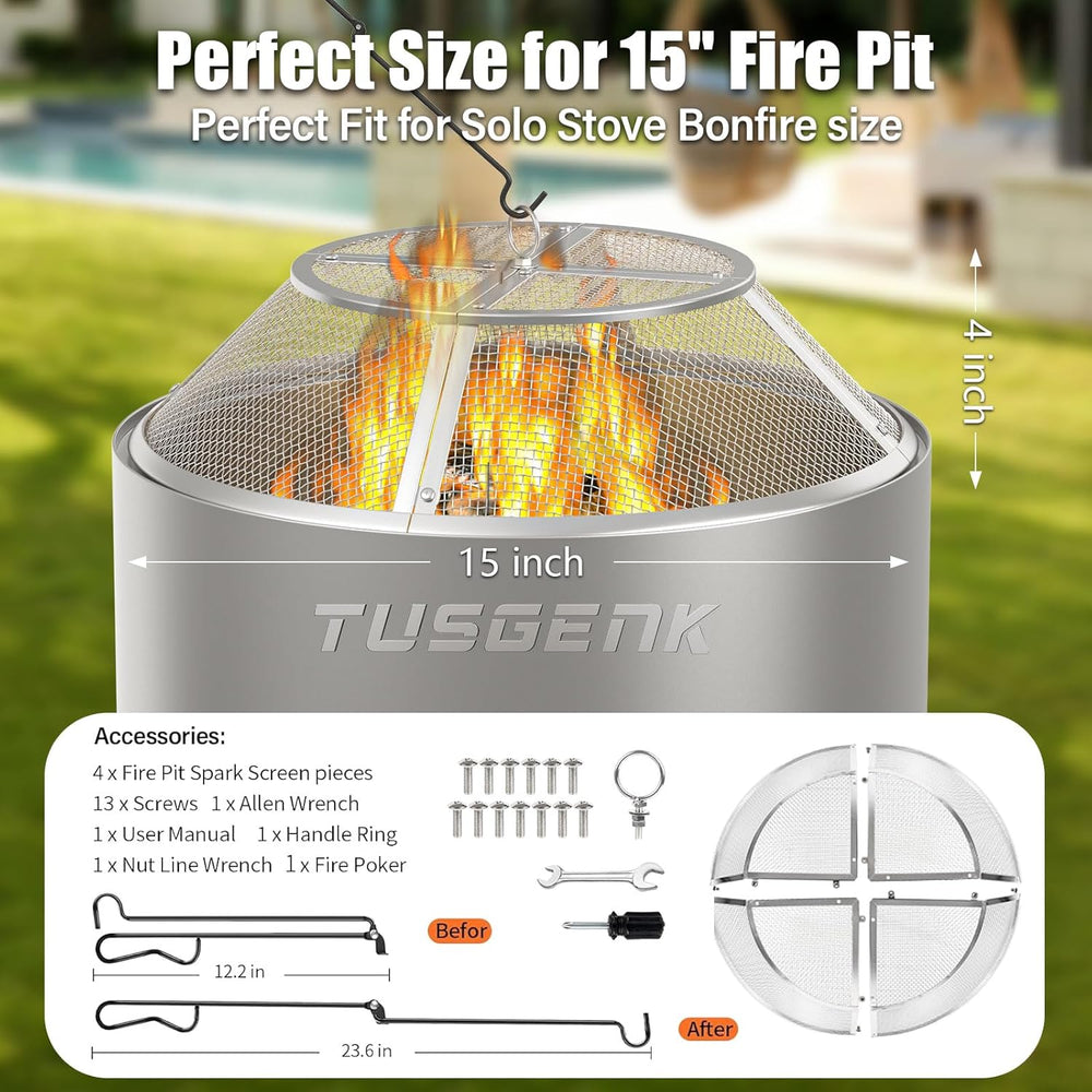 Fire Pit Spark Screen for Solo Stove Range, 15 Inch