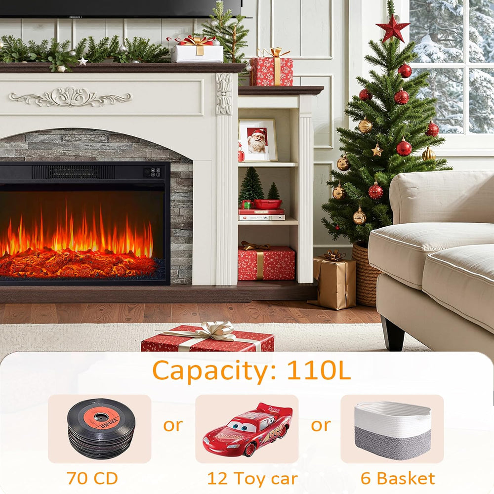 80" Electric Fireplace with Mantel, Fireplace TV Stand for TVs Up to 90 ...