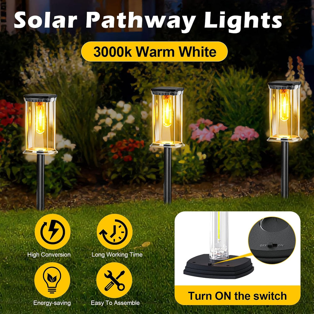 Solar Lights Outdoor, 12 Pack Solar Pathway Lights Outdoor Waterproof, Auto O...