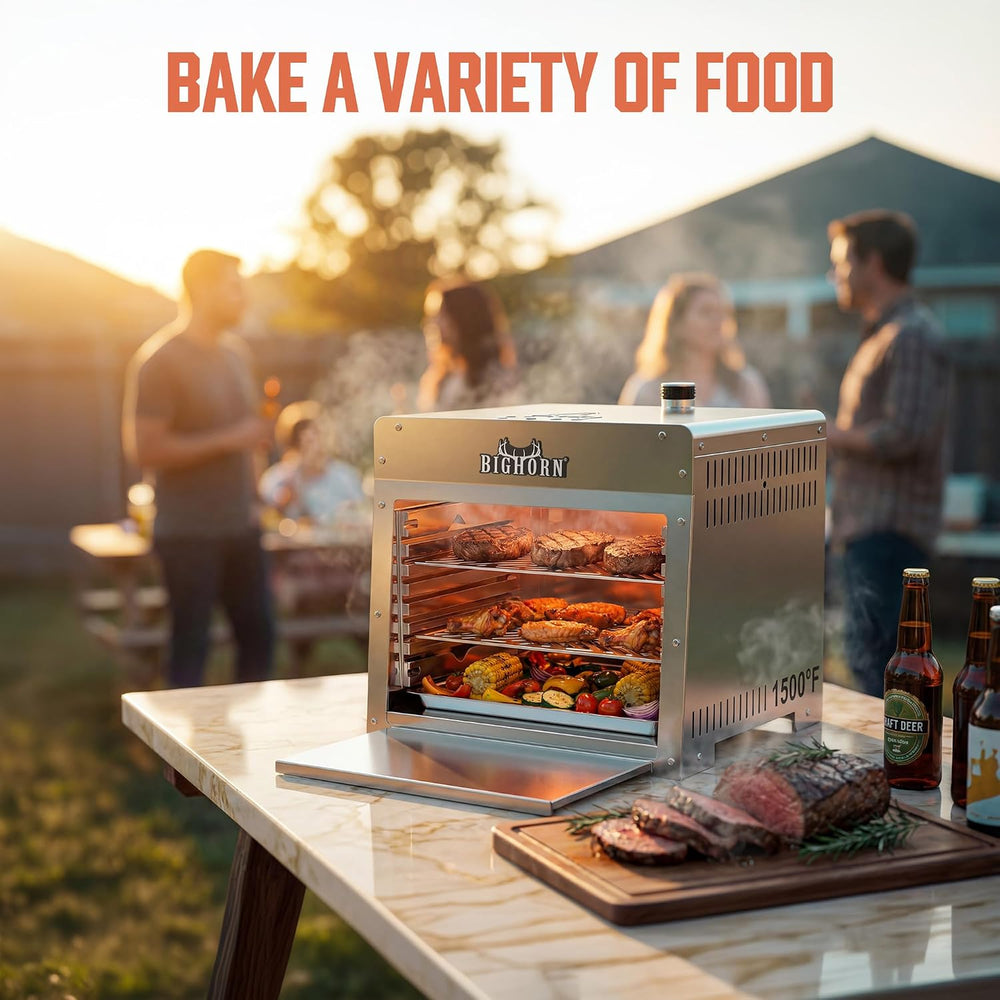 BIG HORN OUTDOORS Infrared Propane Gas Grill 1500°F in 3-5 Mins, 16 inch