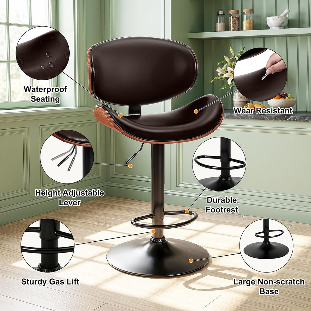 DUMOS Swivel Bar Stools Set of 2, Adjustable Counter Height Bar Chairs