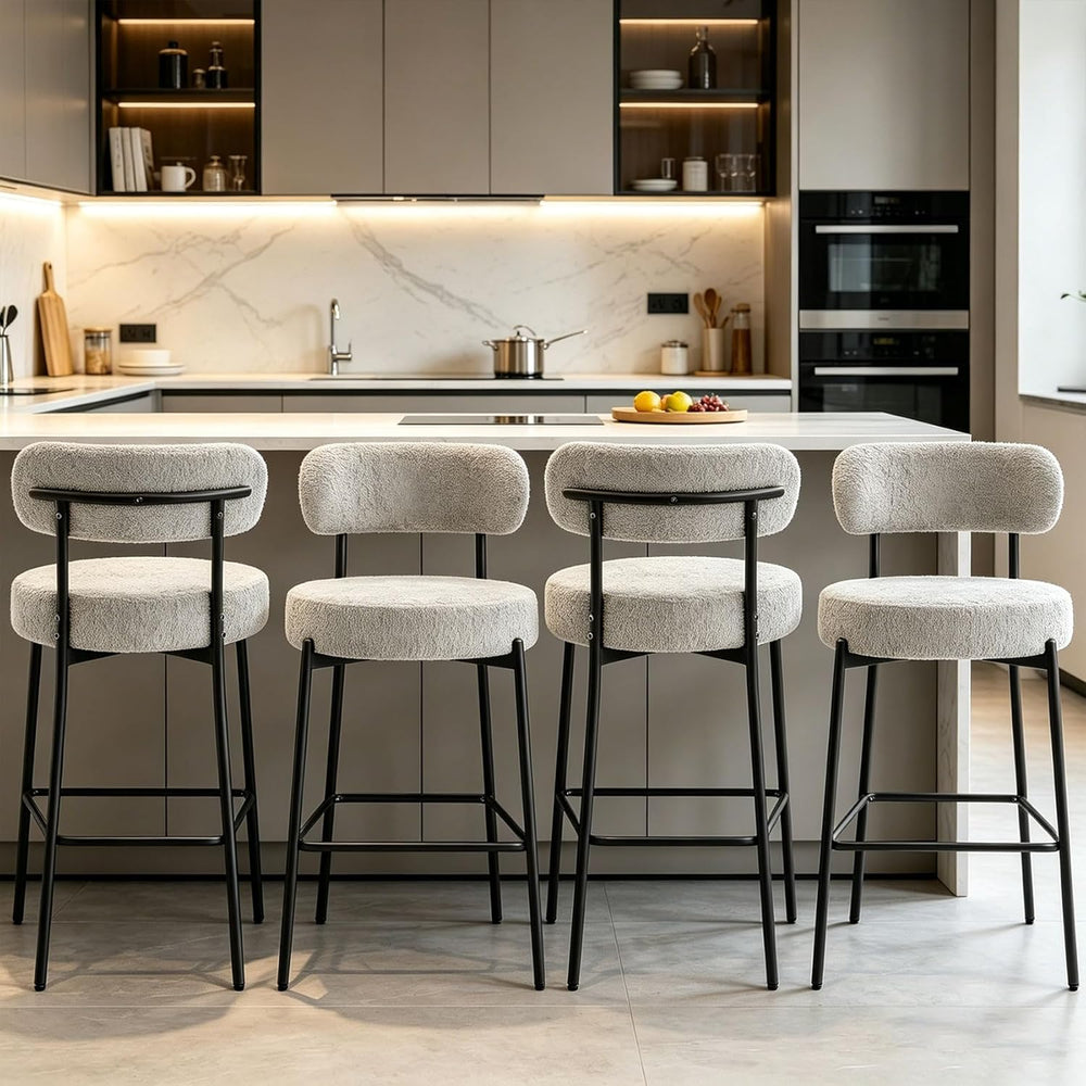 DYHOME Bar Stools Set of 4,Gray 28 Inch Counter Height Bar Stools with Back, ...