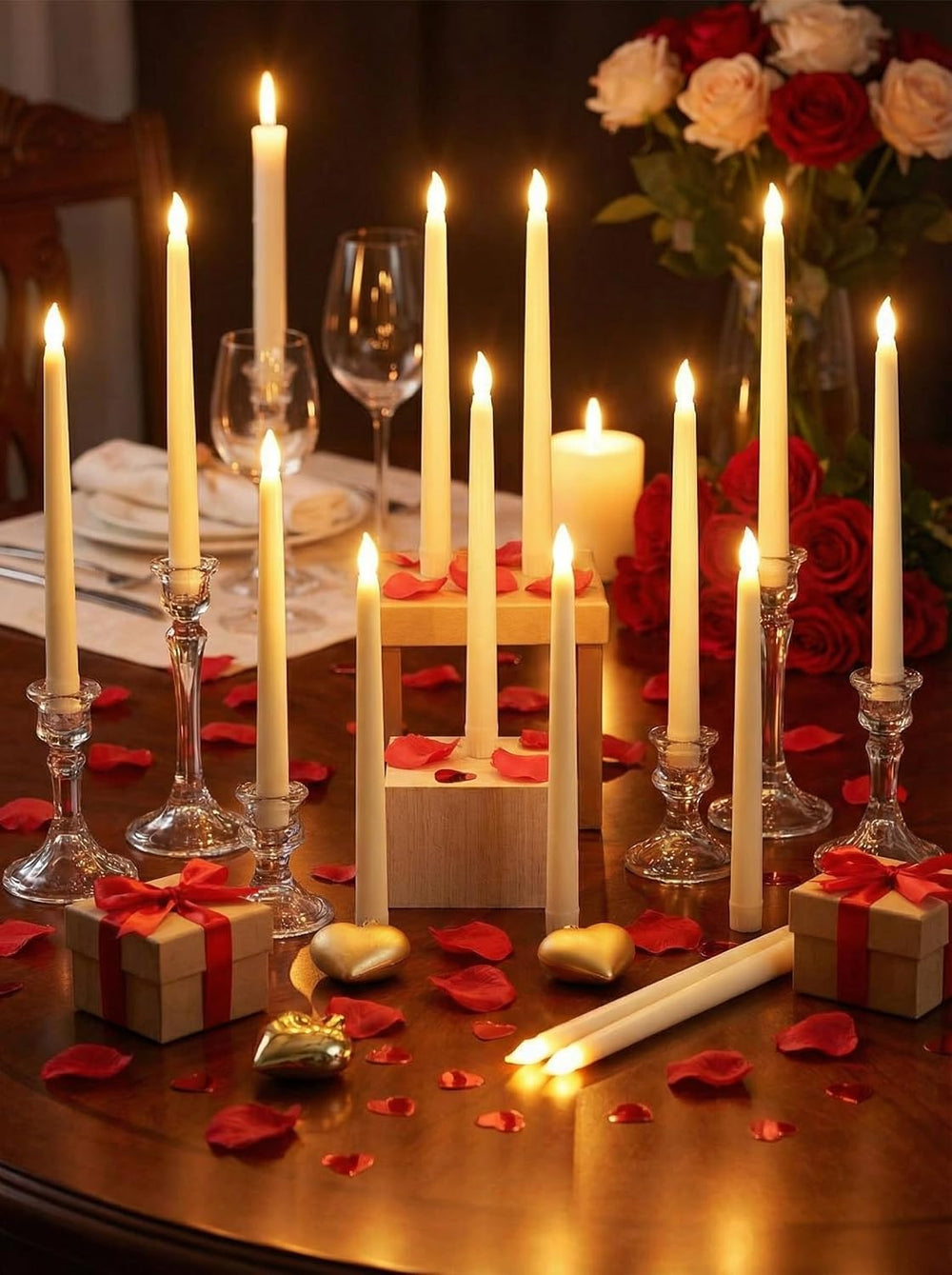 Funtery 48 Pcs Flameless LED Taper Candles,Ivory,11",Classic Style
