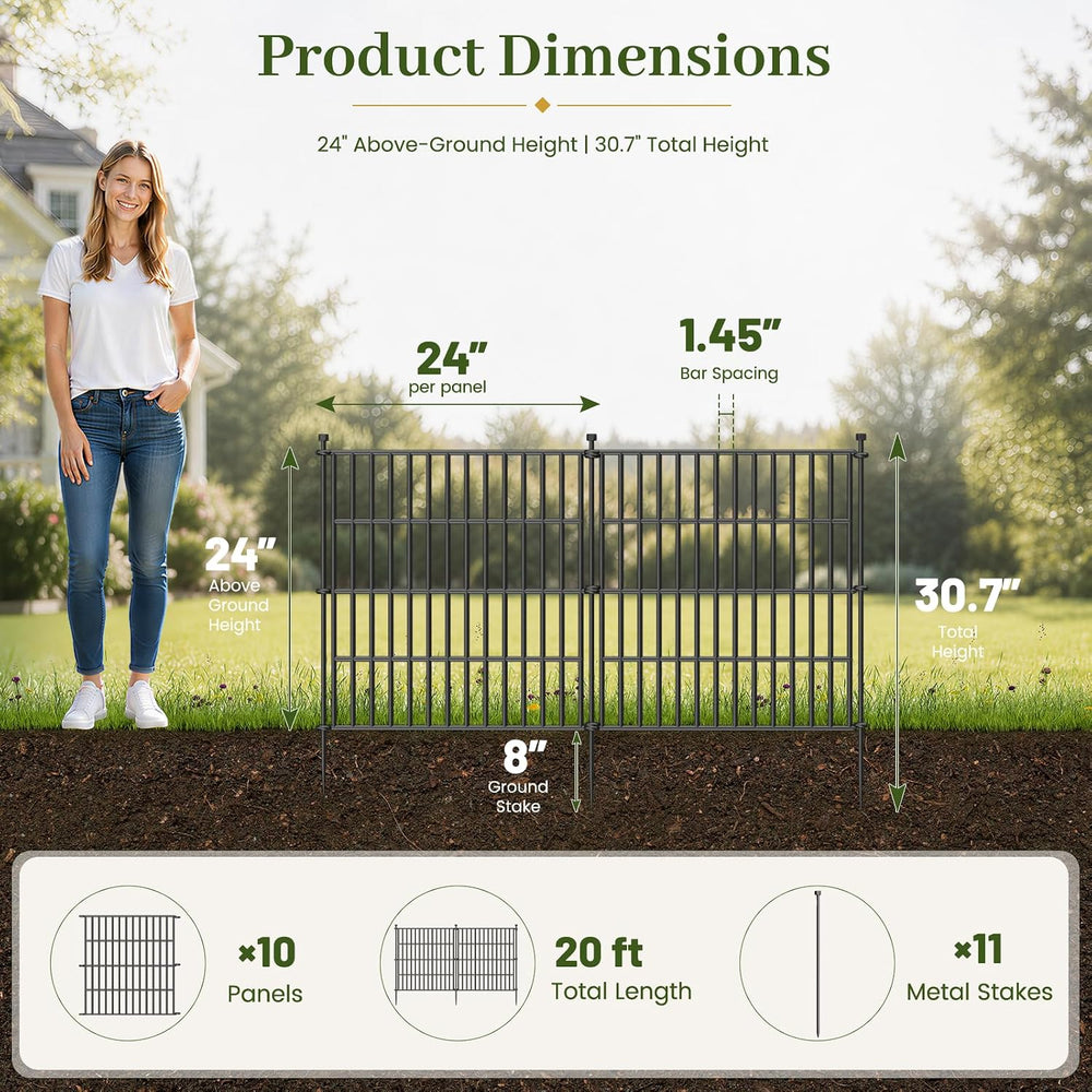 No Dig Garden Fence Outdoor for Yard, 24in (H) x 20ft(L)