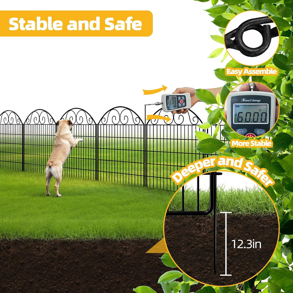 COLRASN 15 Panels No Dig Decorative Garden Dog Fence Outdoor for Yard, 33in(H...