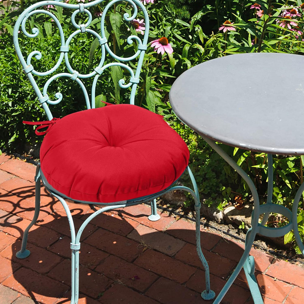 GUEGLSA Outdoor Tufted Round Cushions 15 inch, Waterproof Bistro Chair Cushio...