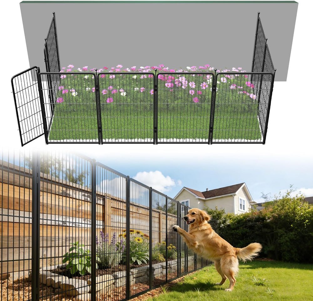 FXW No Dig Garden Fence, Outdoor for Yard, 40in(H) x 18.2ft(L), 8 Panels
