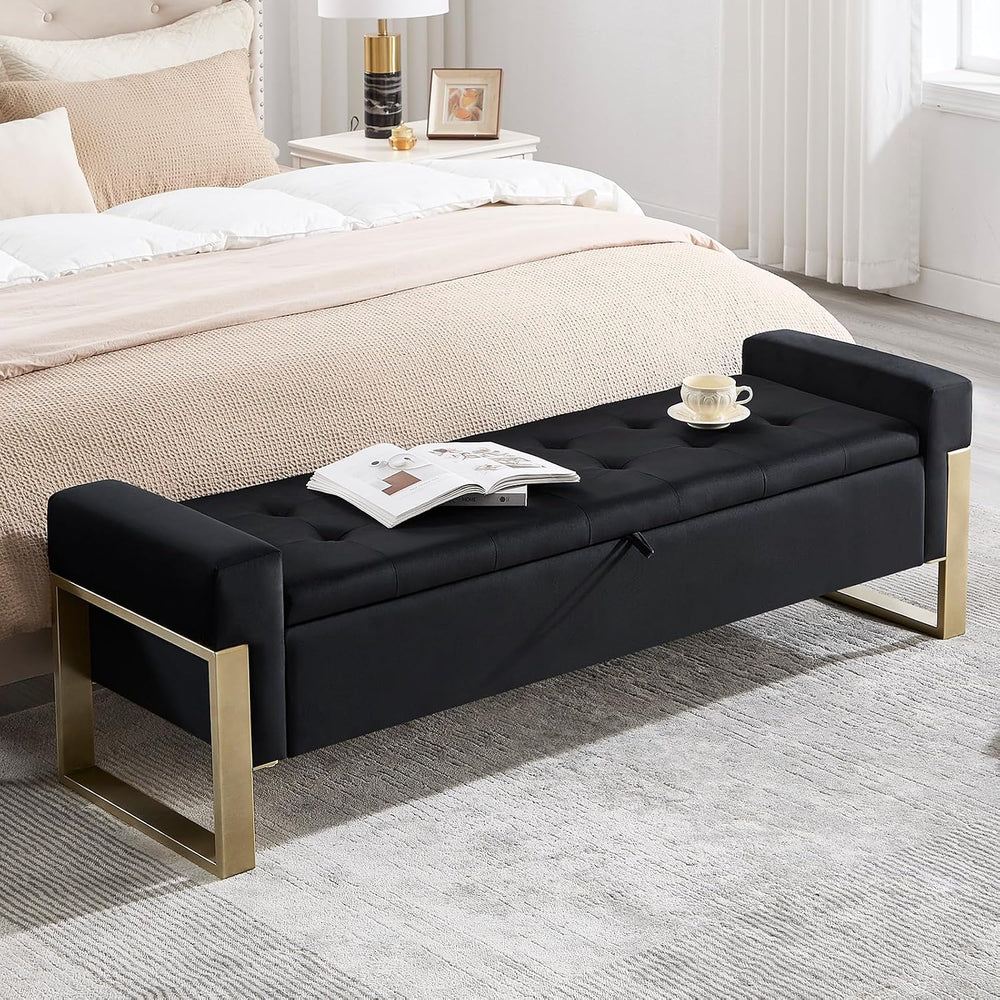 End of Bed Storage Bench, 67'' Benches for Bedroom Foot of Bed King S...