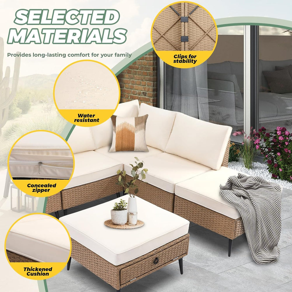 LVUYOYO 8 Pieces Outdoor Patio Furniture Set, Wicker Sectional Sofa Set for A...