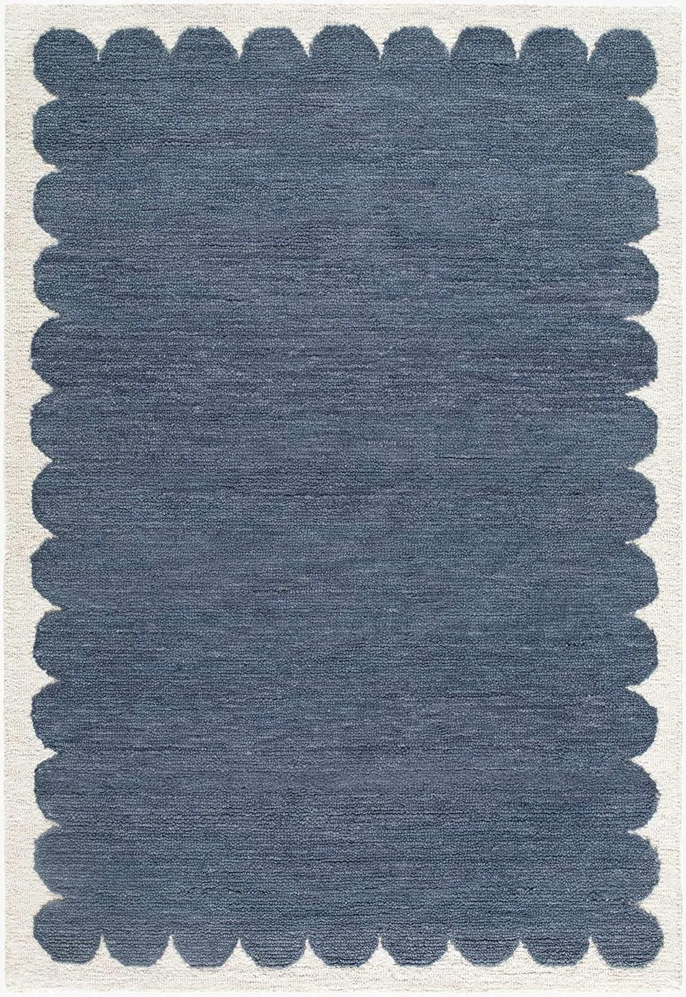 Hauteloom Kazuto Wool Living Room, Bedroom Area Rug - Scalloped Border Plain ...