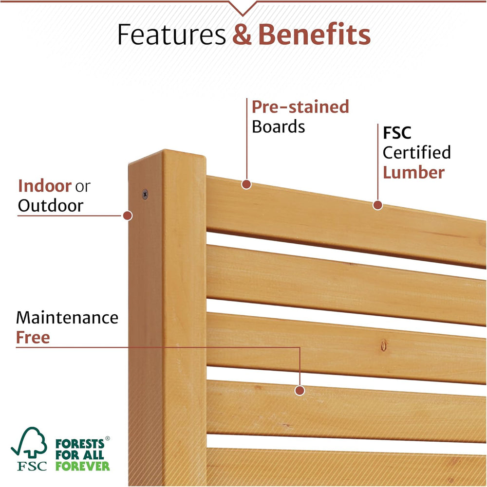Enclo Slatted Freestanding/Surface Mounted Privacy Screen, Cedar Wood