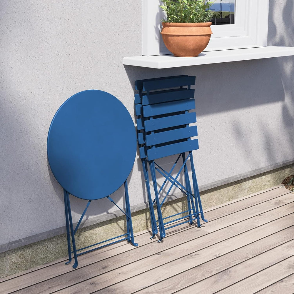 Grand Patio 3 Piece Folding Patio Bistro Set for Outdoor, Peacock Blue