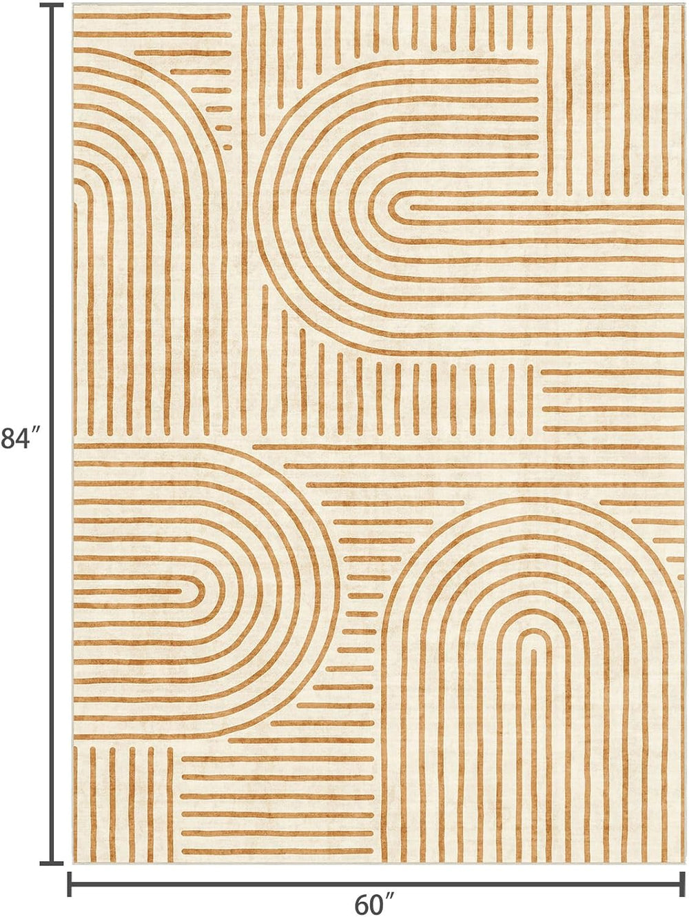 LUXRUG Washable Area Rug 5x7 Boho Non-Slip Modern Orange Living Room Rug